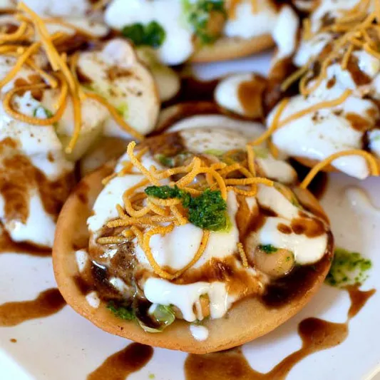 Papri Chaat, Samosas and Indian appetizers at Punjabi Feast Winnipeg